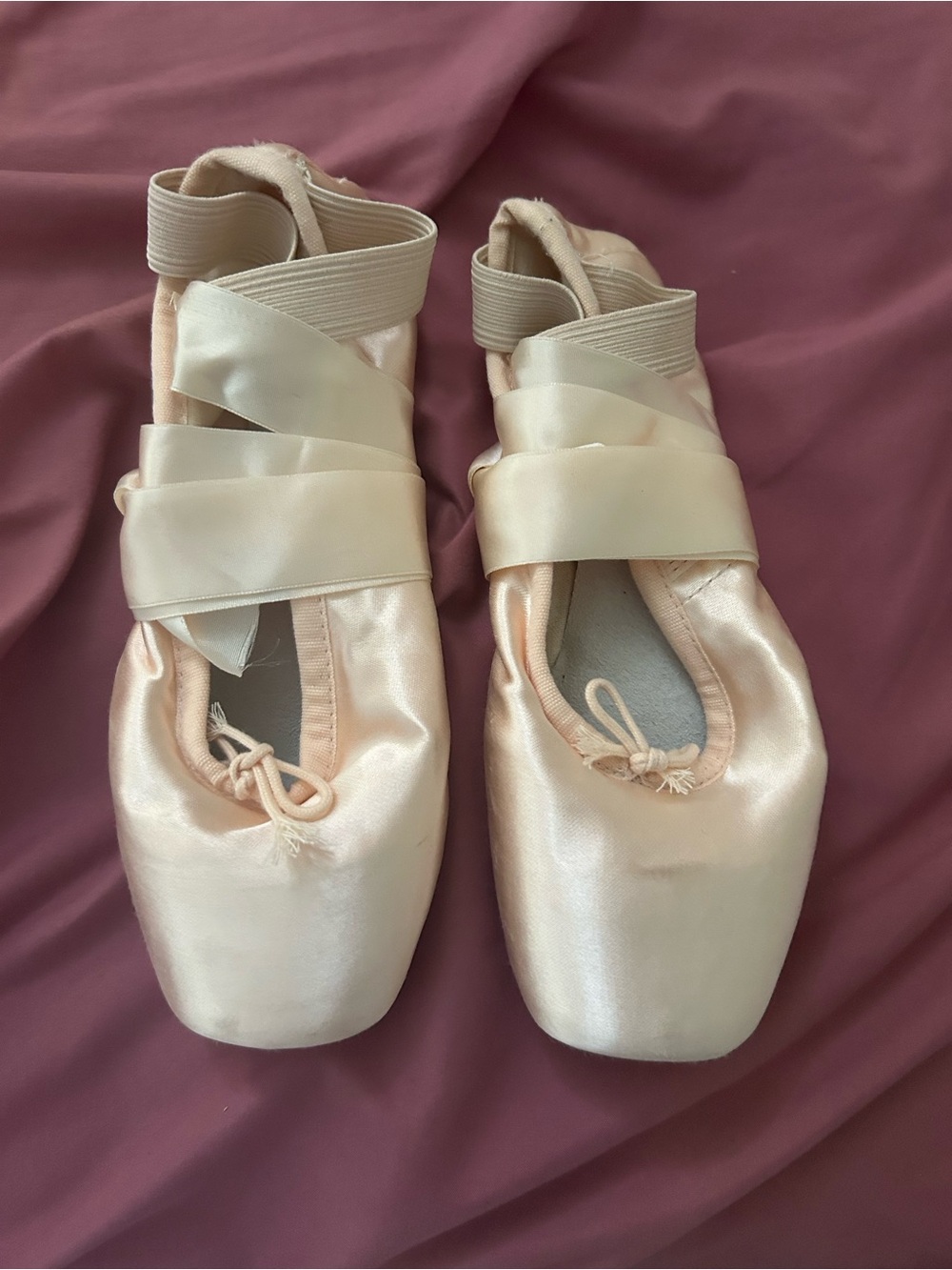 Pink ballet pointe shoes